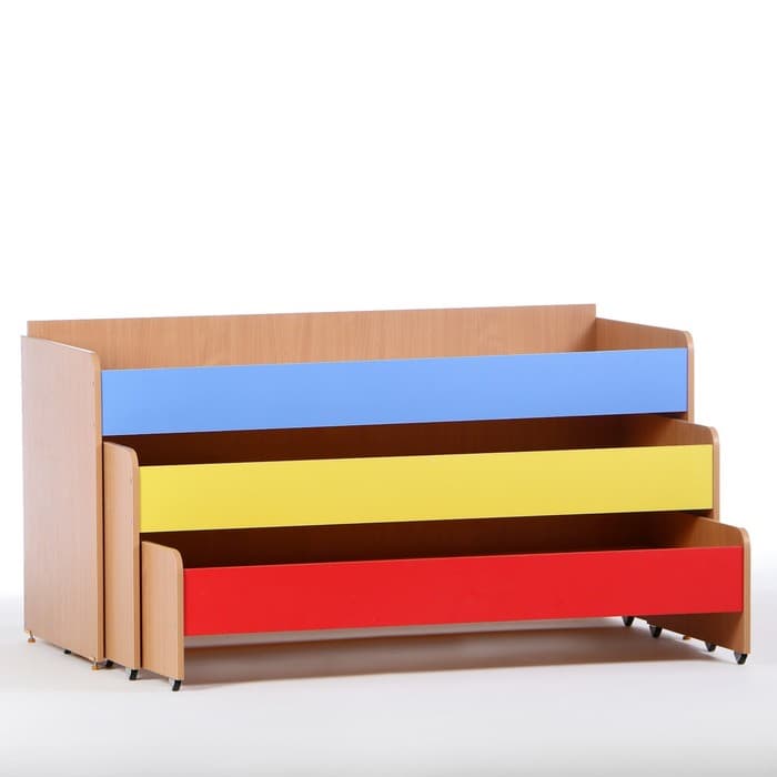 Кровать детская трёхъярусная выкатная, 1480×652×720 мм, бук цветная