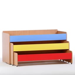 Кровать детская трёхъярусная выкатная, 1480×652×720 мм, бук цветная