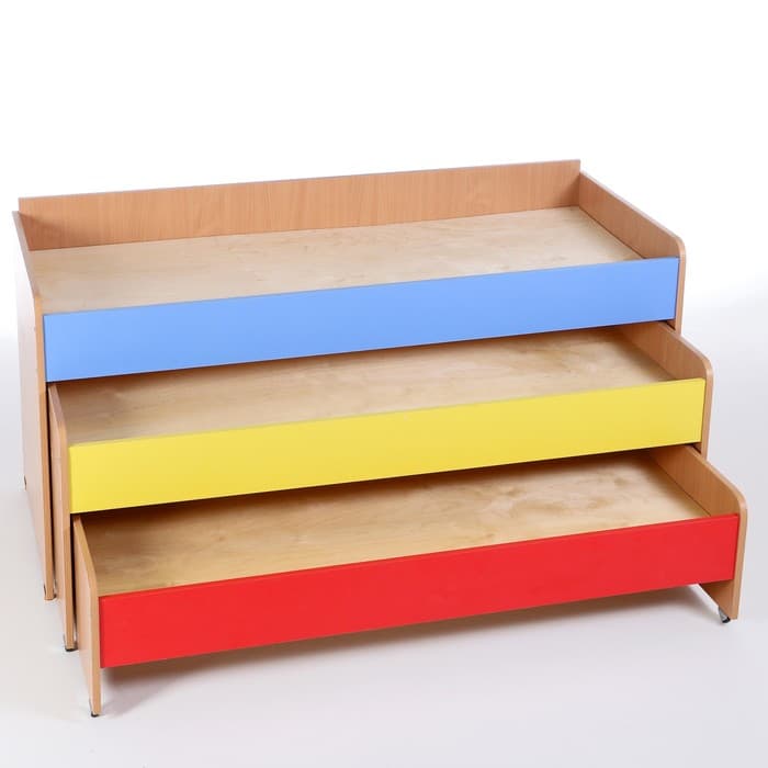 Кровать детская трёхъярусная выкатная, 1480×652×720 мм, бук цветная