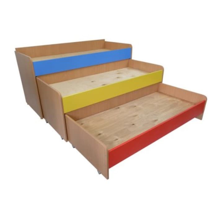 Кровать детская трёхъярусная выкатная, 1480×652×720 мм, бук цветная