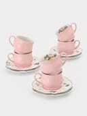 Сервиз кофейный «Сирена», 12 предметов: 6 чашек 100 мл, 6 блюдец 12 см, керамика, розовый