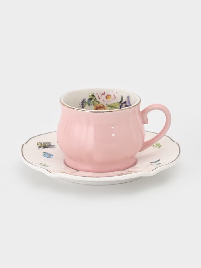 Сервиз кофейный «Сирена», 12 предметов: 6 чашек 100 мл, 6 блюдец 12 см, керамика, розовый