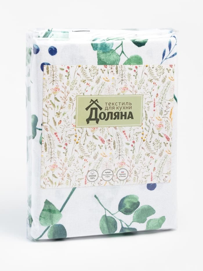 Шторы для кухни «Доляна. Эвкалипт», 150×180 см - 2 шт., подхваты - 2 шт., 164 г/м², 100% хлопок