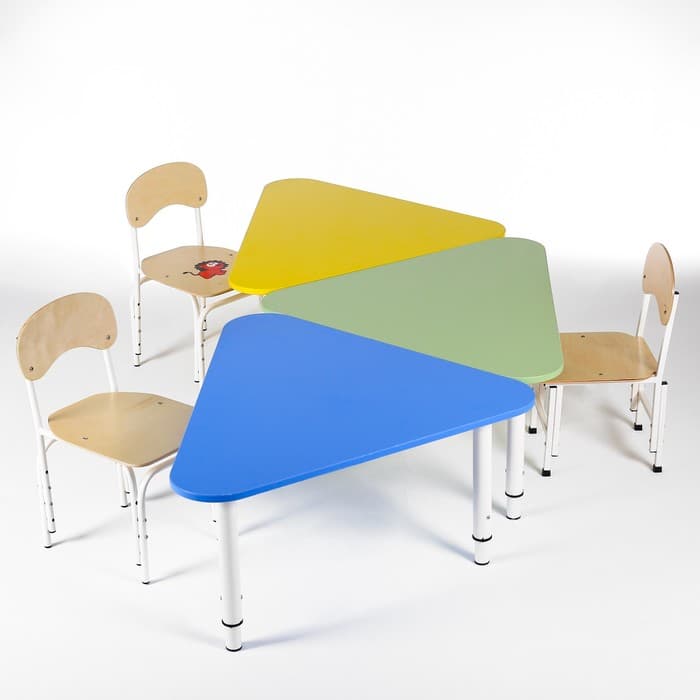 Стол растущий «Треугольник», на металлокаркасе, группа роста 0 – 3, 600×400(580)×600 мм, цвет синий