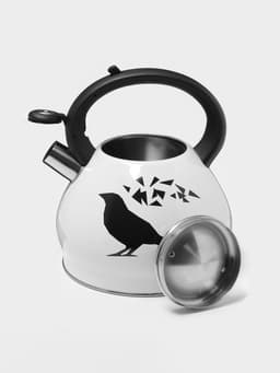Чайник Доляна Magic birds, 3 л, со свистком, с индикатором нагрева, индукция, нержавеющая сталь, белый