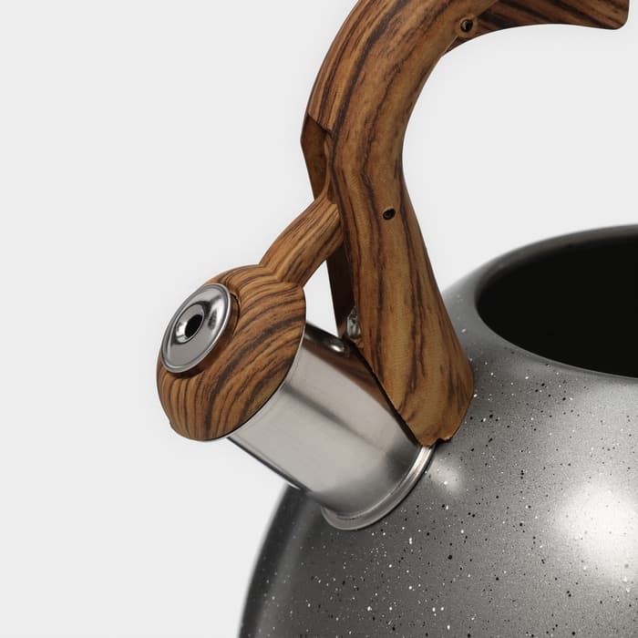 Чайник Magistro Stone, 2.7 л, со свистком, ручка софт тач, индукция, нержавеющая сталь, серый