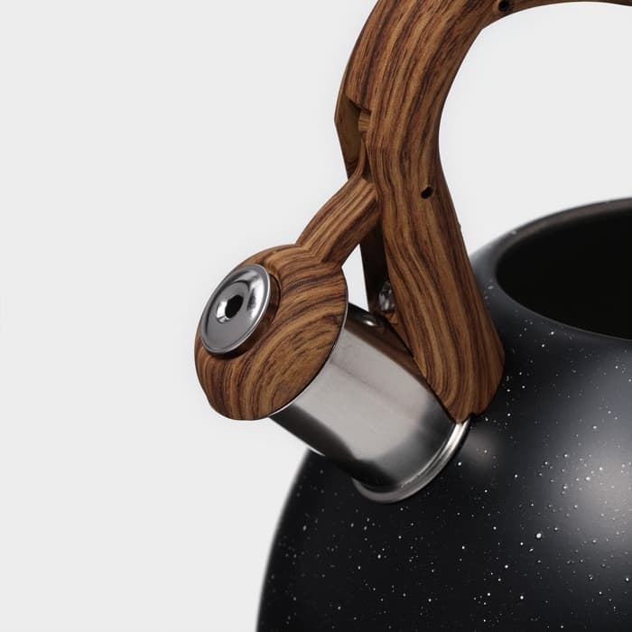 Чайник Magistro Stone, 2.7 л, со свистком, ручка софт тач, индукция, нержавеющая сталь, чёрный