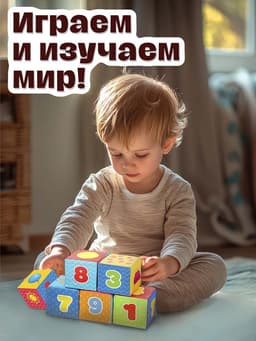 Игрушка мягконабивная, кубики IQ-ZABIAKA «Обучающие», 8×8 см, 6 шт. цифры, предметы