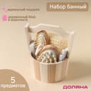 Набор банный Доляна, 5 предметов, губка, пемза, расчёска, массажёр, разделитель для пальцев