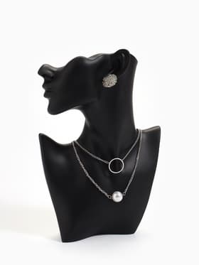 Бюст для украшений «QF. Половина лица», отверстие под серьгу, 18×7×28 см, чёрный