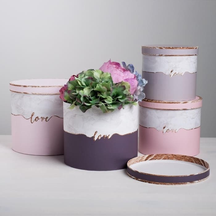 Набор коробок 4 в 1, упаковка подарочная, «Мрамор», 14×14×13 - 20×20×17.5 см