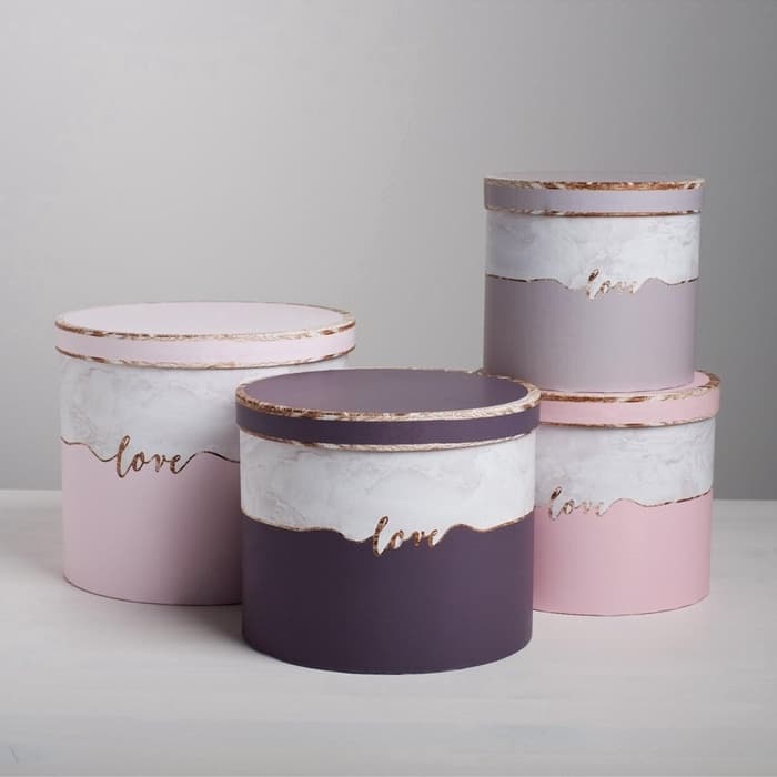 Набор коробок 4 в 1, упаковка подарочная, «Мрамор», 14×14×13 - 20×20×17.5 см