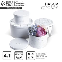 Набор коробок 4 в 1, упаковка подарочная, «Be happy», 16×16×10 - 25×25×15 см