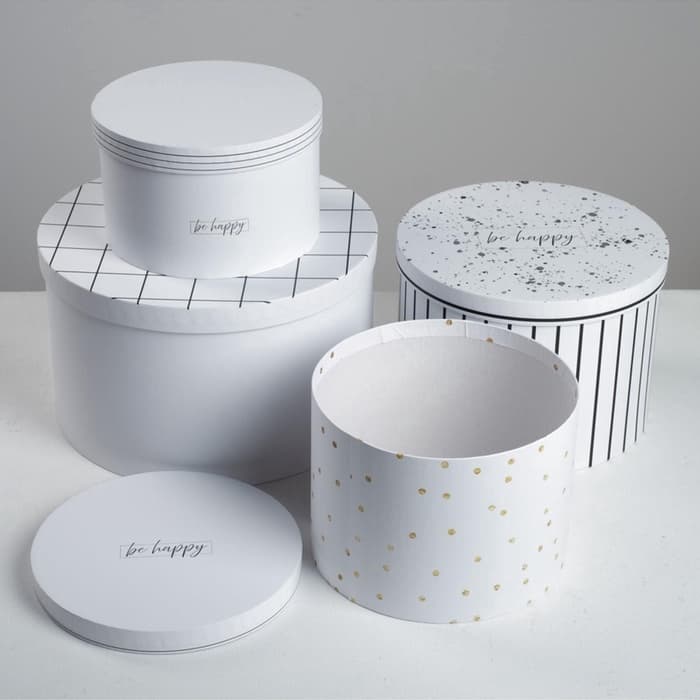 Набор коробок 4 в 1, упаковка подарочная, «Be happy», 16×16×10 - 25×25×15 см