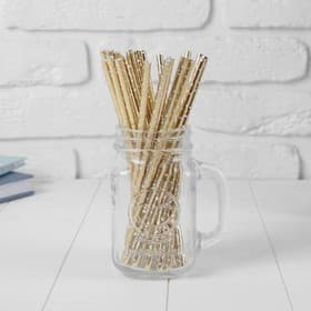 Трубочки для коктейля «Конфетти», набор 25 шт., золотая