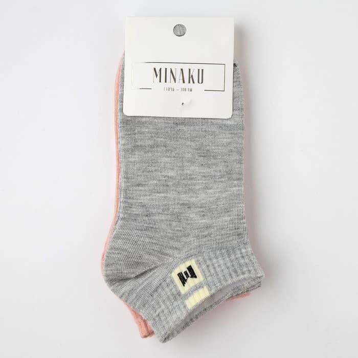 Носки детские MINAKU «Однотонные», 2 пары, розовый, серый, размер 35-38 (22-24 см)