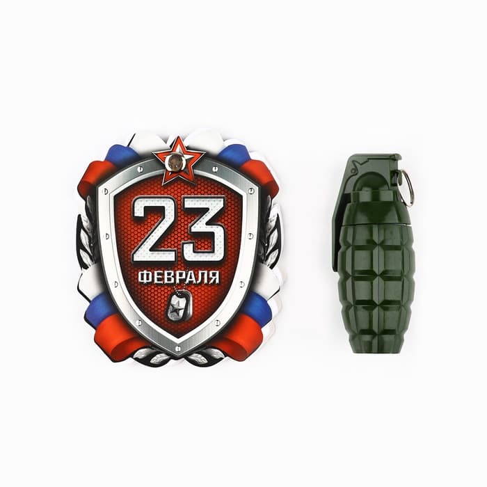Подарочный набор, блокнот 32 листа и ручка-граната «23 февраля: Настоящему защитнику»