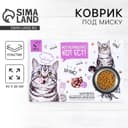 Коврик под миску «Кот не работает, кот ест!» 43×28 см