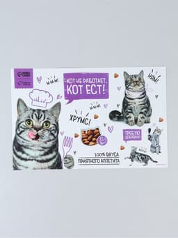 Коврик под миску «Кот не работает, кот ест!» 43×28 см