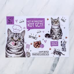 Коврик под миску «Кот не работает, кот ест!» 43×28 см