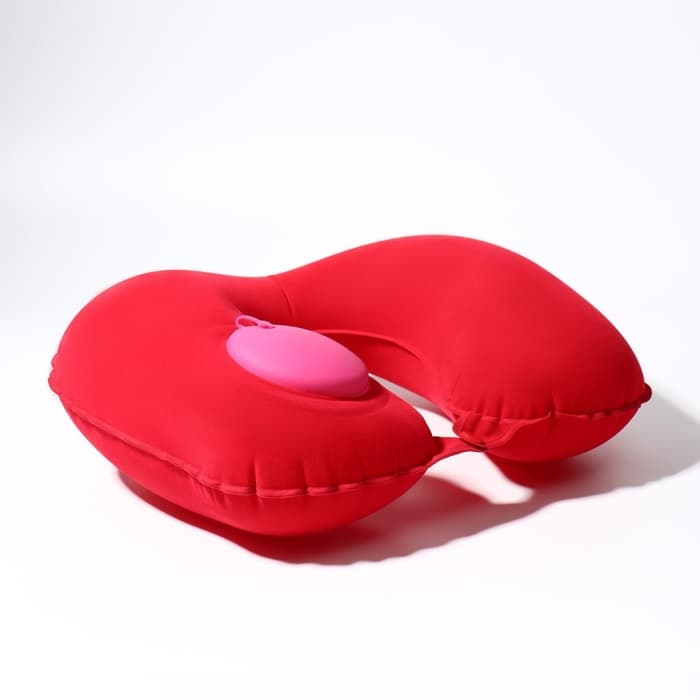 Подушка надувная для шеи, дорожная, с насосом, 47×27 см, МИКС