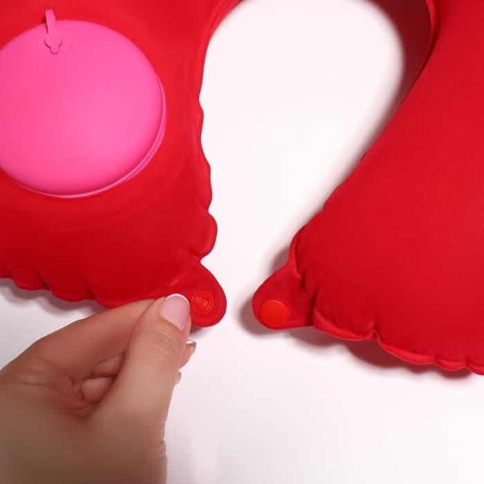 Подушка надувная для шеи, дорожная, с насосом, 47×27 см, МИКС