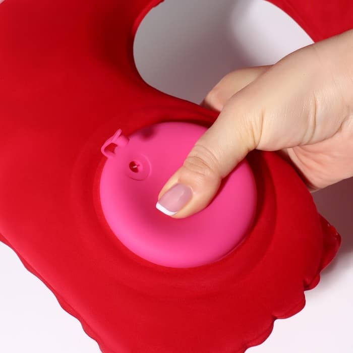 Подушка надувная для шеи, дорожная, с насосом, 47×27 см, МИКС