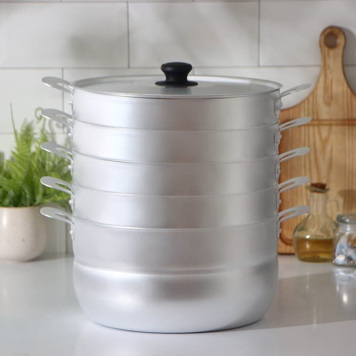 Манты-казан, 6 л, d=26 см, с 4 сетками, высота секции 5 см, с крышкой, штампованный алюминий
