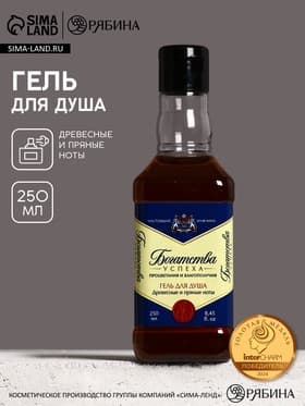 Гель для душа виски «Богатства», 250 мл, аромат древесных и пряных нот, Чистое счастье