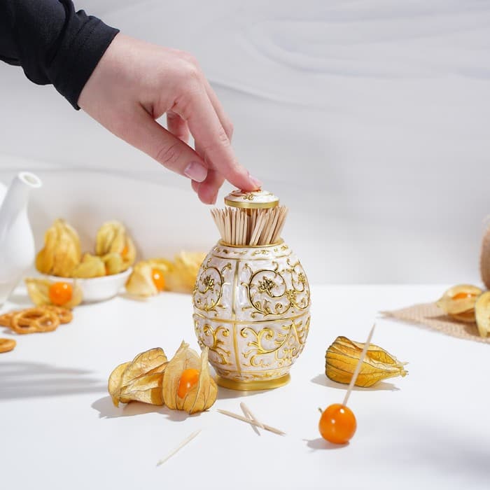 Подставка под зубочистки, 8×12 см, металл, золотистый