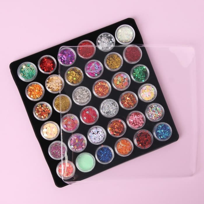 Набор для декора, в пластиковом органайзере, 36 баночек, разноцветные