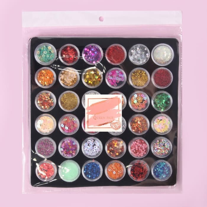 Набор для декора, в пластиковом органайзере, 36 баночек, разноцветные