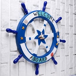 Декор настенный, панно «Штурвал. Добро пожаловать на борт», синий, 62 см