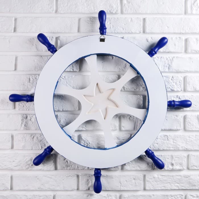 Декор настенный, панно «Штурвал. Добро пожаловать на борт», синий, 62 см