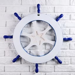 Декор настенный, панно «Штурвал. Добро пожаловать на борт», синий, 62 см