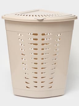 Корзина для белья угловая, 45 л, 37×50×56 см, с крышкой, слоновая кость