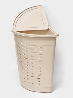 Корзина для белья угловая, 45 л, 37×50×56 см, с крышкой, слоновая кость