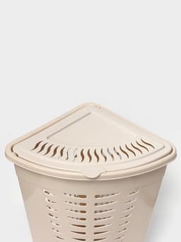 Корзина для белья угловая, 45 л, 37×50×56 см, с крышкой, слоновая кость