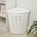 Корзина для белья угловая, 45 л, 38×38×56 см, с крышкой, белая