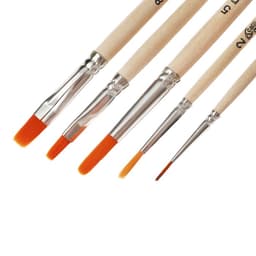 Набор кистей для рисования, синтетика, 5 штук: №: 1, 2, 5 (круглые), № 6, 8 (плоские), Calligrata, круглые, плоские, деревянная ручка, в пакете
