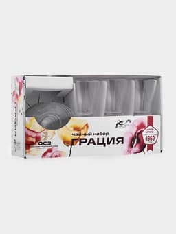 Чайный сервиз ОСЗ «Грация», 12 предметов: кружка 250 мл, 6 шт., блюдце, 6 шт., стекло