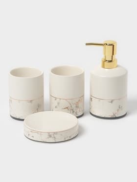 Набор аксессуаров для ванной комнаты «Афродита», 4 предмета, дозатор 380 мл, мыльница, 2 стакана, белый