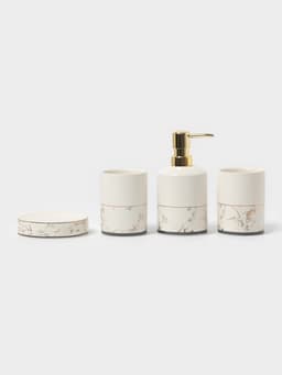Набор аксессуаров для ванной комнаты «Афродита», 4 предмета, дозатор 380 мл, мыльница, 2 стакана, белый