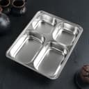 Поднос глубокий из нержавеющей стали, 4 секции, 28×22×4.5 см, 420 мл/280 мл