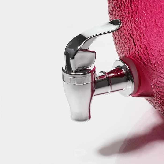 Диспенсер для напитков «Фреш», 4 л, 21×16×24 см, стекло, розовый