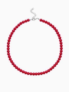 Бусы нить, шар №8, красные, L=43 см