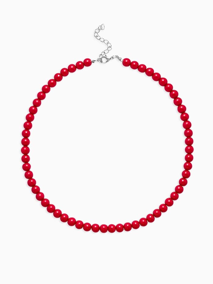 Бусы нить, шар №8, красные, L=43 см