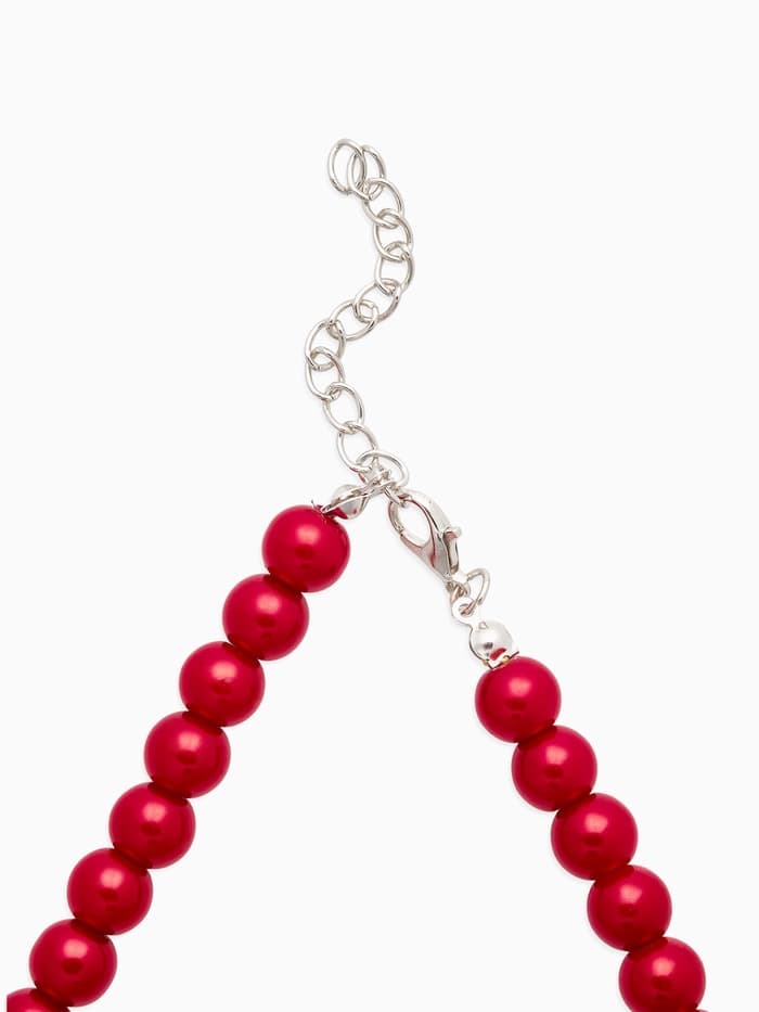 Бусы нить, шар №8, красные, L=43 см