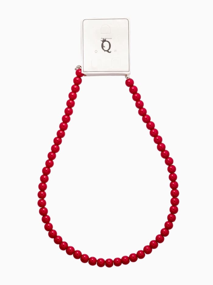 Бусы нить, шар №8, красные, L=43 см