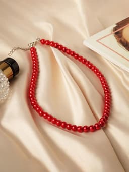 Бусы нить, шар №8, красные, L=43 см